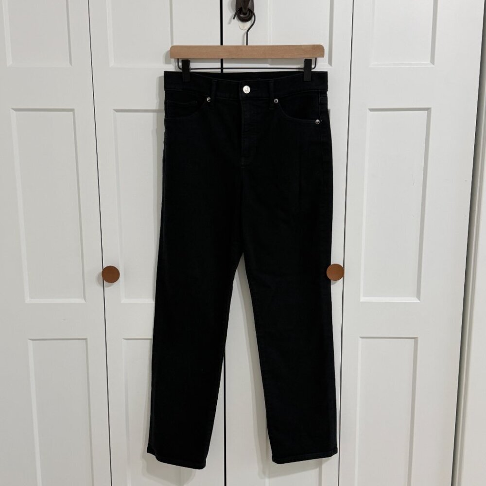 Express High Rise Straight Ankle Black Jeans Size 6L Stretch - Picture 8 of 8
